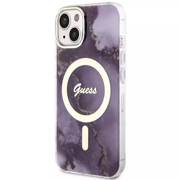 Etui Guess GUHMP14SHTMRSU do iPhone 14 6.1" hardcase Golden Marble MagSafe