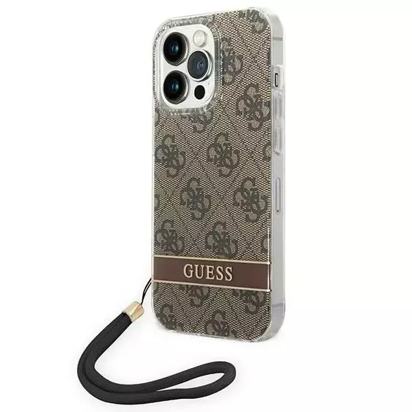 Etui Guess GUOHCP14LH4STW do Apple iPhone 14 Pro 6,1" brązowy/brown hardcase 4G Print Strap