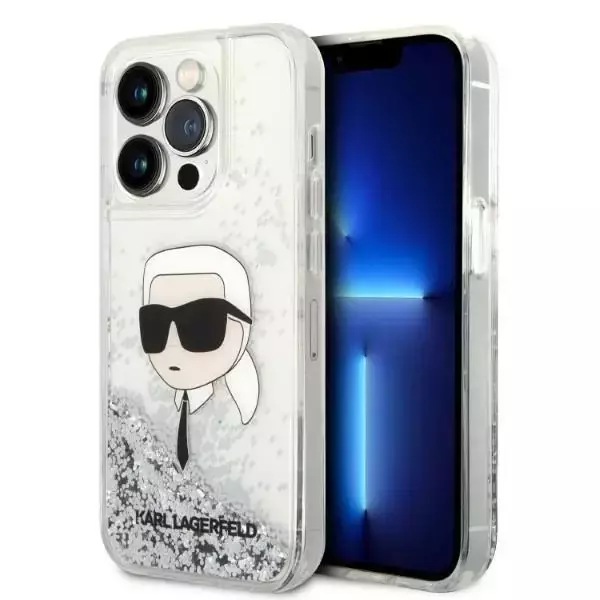 Etui Karl Lagerfeld KLHCP14XLNKHCH do iPhone 14 Pro Max 6,7" hardcase Glitter Karl Head srebrny/silver