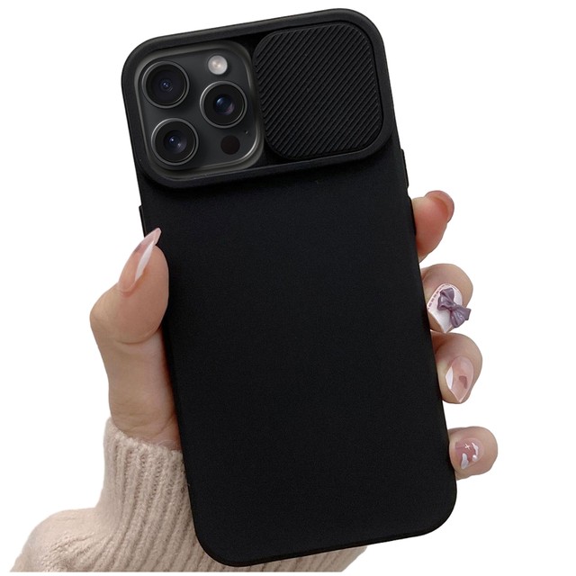 Etui do iPhone 15 Pro Max Slide Case z osłoną na obiektyw aparat obudowa matowe czarne Alogy Soft Matt