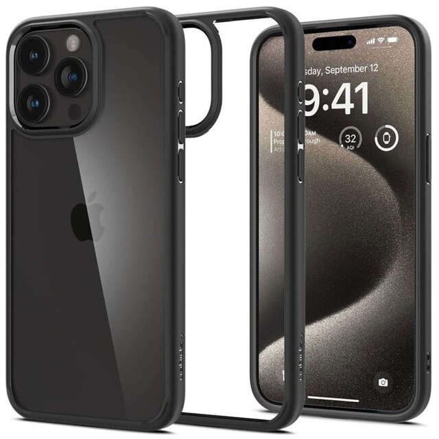 Etui do iPhone 15 Pro Max Spigen Ultra Hybrid Case obudowa plecki Matte Black