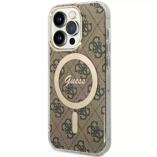 Etui na telefon Guess GUHMP14LH4STW do Apple iPhone 14 Pro 6.1" brązowy/brown hardcase 4G MagSafe