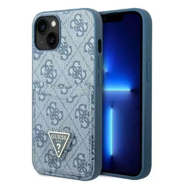 Etui na telefon Guess do iPhone 13 mini 5,4" niebieski/blue hardcase 4G Triangle Logo Cardslot 