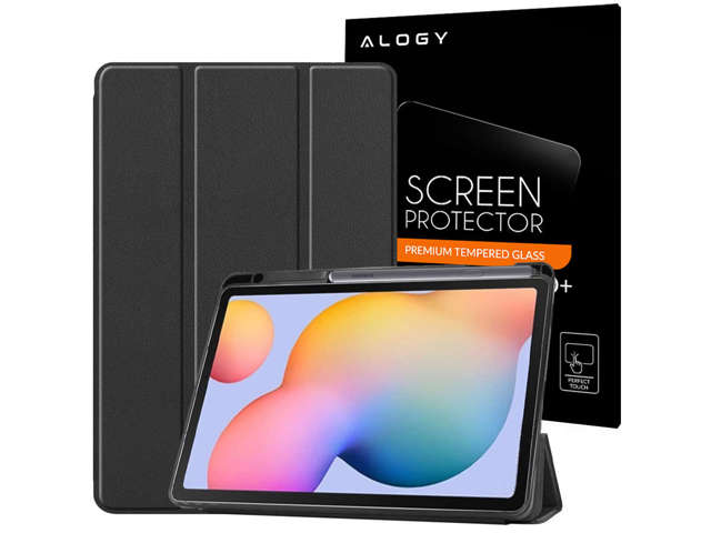 Etui obudowa Alogy Smart Case do Galaxy Tab S6 Lite 10.4 P610/P615 Czarny + Szkło