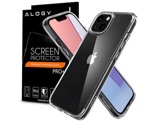 Etui obudowa case Spigen Ultra Hybrid do Apple iPhone 13 Crystal Clear + Szkło