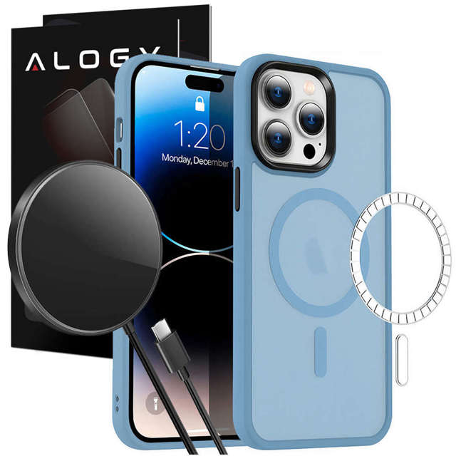 Etui ochronne na telefon MagMat Case do MagSafe do Apple iPhone 13 Pro Max Matte Sierra Blue + Ładowarka indukcyjna + Szkło