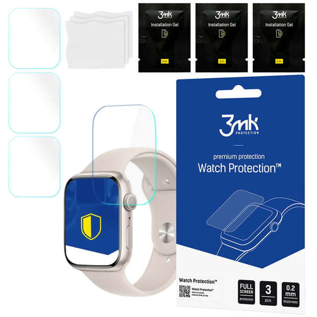 Folia ochronna x3 do Apple Watch 8 41mm 3mk ARC na ekran Watch Protection™