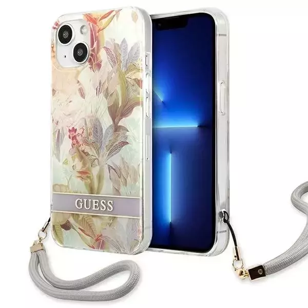 Guess GUHCP13SHFLSU iPhone 13 mini 5,4" fioletowy/purple hardcase Flower Strap