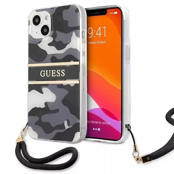 Guess GUHCP13SKCABBK iPhone 13 mini 5,4" czarny/black hardcase Camo Strap Collection