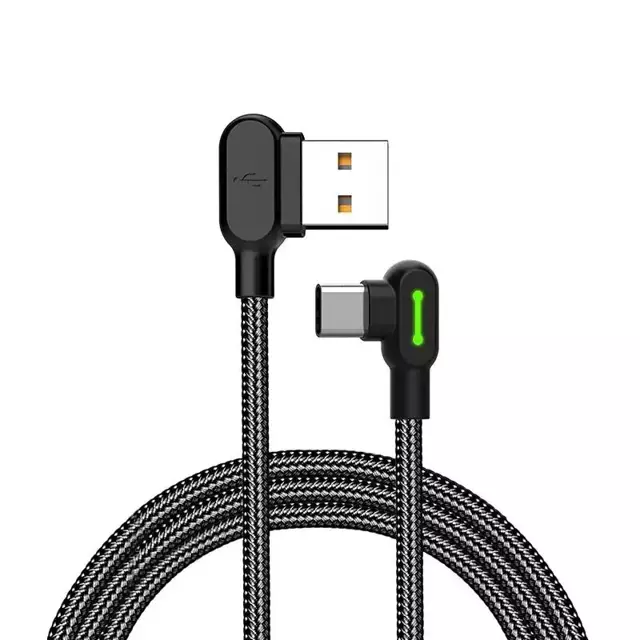 Kabel USB do USB-C kątowy Mcdodo CA-5280 LED, 1.2m (czarny)