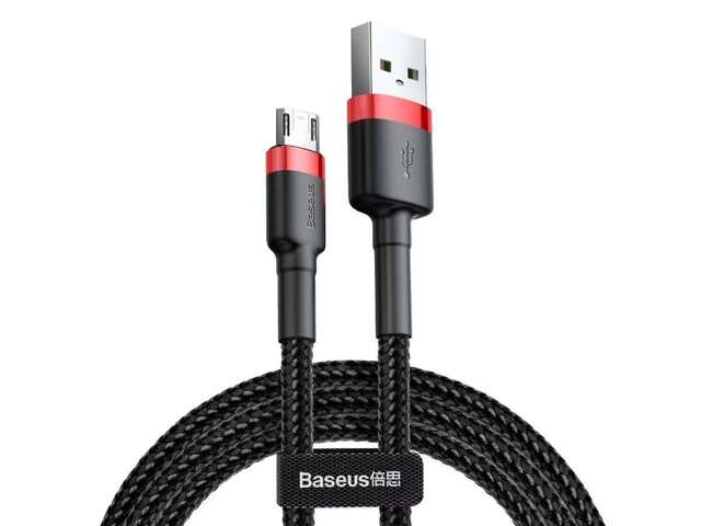 Kabel nylonowy Baseus Cafule Micro-USB 2.4A 100cm Czarny/czerwony