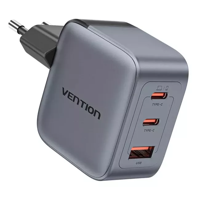 Ładowarka GaN Vention USB-C+C+A 70W Szara