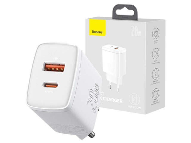 Ładowarka sieciowa Baseus USB PD QC 3.0 20W White