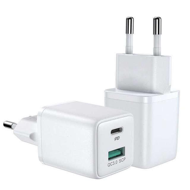 Ładowarka sieciowa Joyroom L-QP303 USB + USB-C 30W PD QC 3.0 AFC FCP White