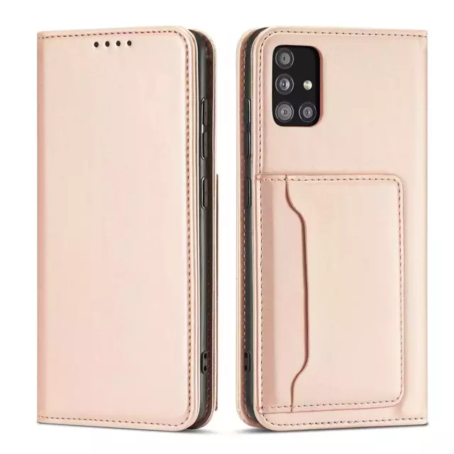 Magnet Card Case etui do Samsung Galaxy A13 5G pokrowiec portfel na karty kartę podstawka różowy