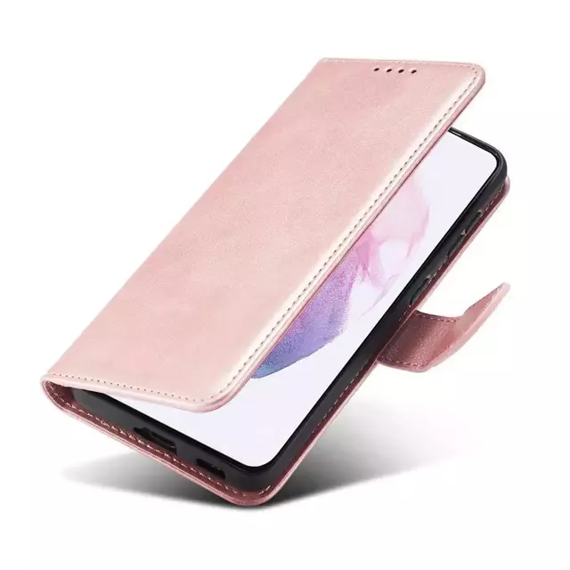 Magnet Case elegancki futerał etui pokrowiec z klapką i funkcją podstawki Samsung Galaxy S22 różowy