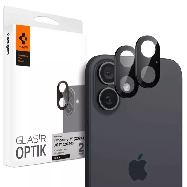 Osłona Aparatu Spigen Optik Pro Glas.TR  Camera Protector 2-pack do iPhone 16 / 16 Plus Black