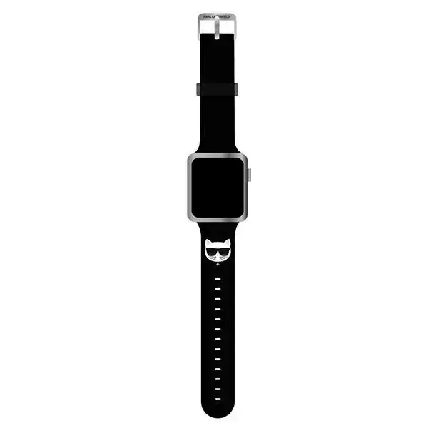 Pasek do smartwatcha Karl Lagerfeld KLAWLSLCK do Apple Watch 42/44/45mm czarny/black strap Silicone Choupette Heads