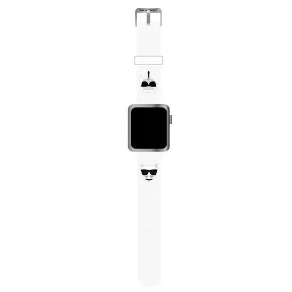 Pasek do smartwatcha Karl Lagerfeld KLAWLSLCKW do Apple Watch 42/44/45mm biały/white strap Silicone Karl & Choupette Heads