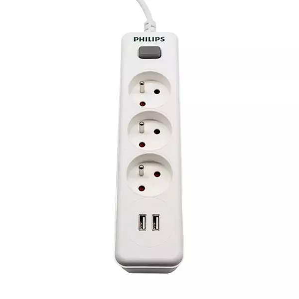 Philips SPN3032WA/60 Przedłużacz Sieciowy 3 Gniazda + 2 USB-A 2m Biały