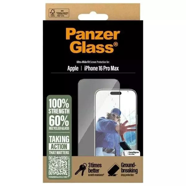 Szkło hartowane do iPhone 16 Pro Max PanzerGlass Screen Protector Ultra-Wide Fit 