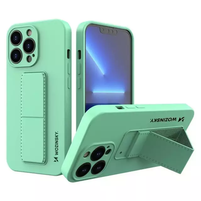 Wozinsky Kickstand Case silikonowe etui z podstawką iPhone 13 mini miętowe