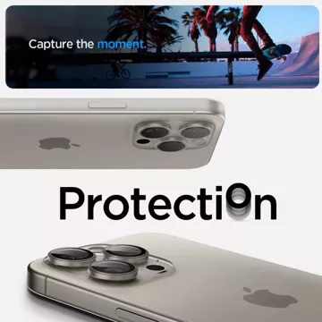 2 x Osłona Aparatu Spigen Optik.TR ”Ez Fit” Camera Protector do iPhone 14 Pro / Pro Max / 15 Pro / Pro Max Natural Titanium