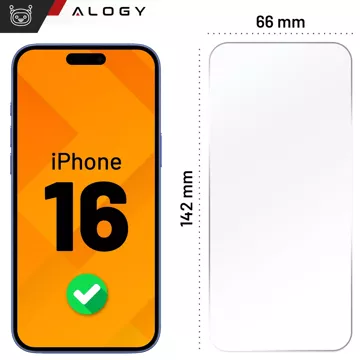 2x Szkło hartowane do Apple iPhone 16 ochronne szkiełko na ekran 9H Alogy Heavy Pro+™️ [2szt]