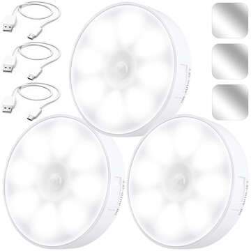 3x Lampka lampa LED czujnik ruchu zmierzchu nocna Alogy Sensor Light Bezprzewodowa oświetlenie meblowe Światło białe 6000k