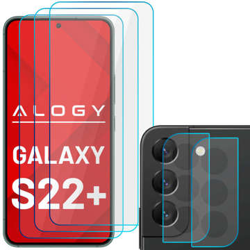 3x Szkło hartowane 9H na ekran + 2x Szkło na obiektyw kamerę Alogy Glass Pack do Galaxy S22 Plus