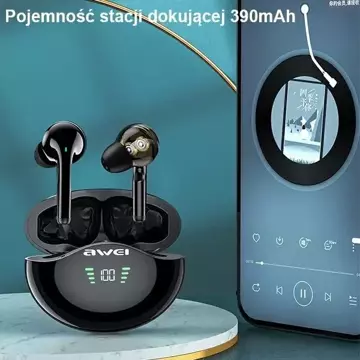 AWEI Słuchawki Bluetooth 5.3 T12P TWS + stacja dokująca Czarny