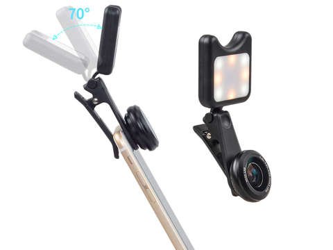 Apexel APL-3663FL Obiektyw 0.36X Wide Angle 15X Makro +Lampka LED black