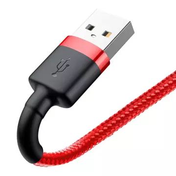 Baseus Cafule Cable wytrzymały nylonowy kabel przewód USB / Lightning QC3.0 2.4A 1M czerwony (CALKLF-B09)