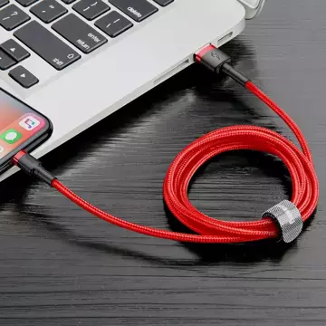 Baseus Cafule Cable wytrzymały nylonowy kabel przewód USB / Lightning QC3.0 2.4A 1M czerwony (CALKLF-B09)