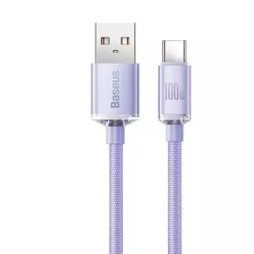 Baseus Crystal Shine Series kabel przewód USB do szybkiego ładowania i transferu danych USB Typ A - USB Typ C 100W 1,2m fioletowy (CAJY000405)