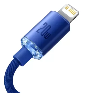 Baseus Crystal Shine Series kabel przewód USB do szybkiego ładowania i transferu danych USB Typ C - Lightning 20W 2m niebieski (CAJY000303)