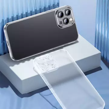 Baseus Frosted Glass Case etui pokrowiec do iPhone 13 Pro Max sztywna obudowa z żelową ramką przezroczysty (ARWS000802)