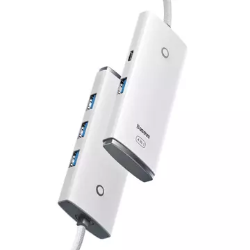 Baseus Lite Series przejściówka HUB USB Typ C - 4x USB 3.0 25cm biały (WKQX030302)