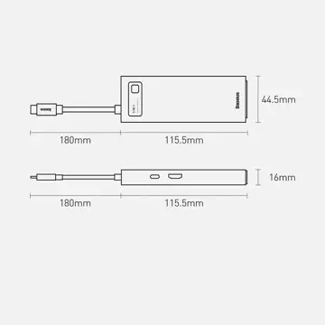 Baseus Metal Gleam Series multifunkcjonalny HUB USB 5w1 USB Typ C PD 100W HDMI szary (WKWG020013) 