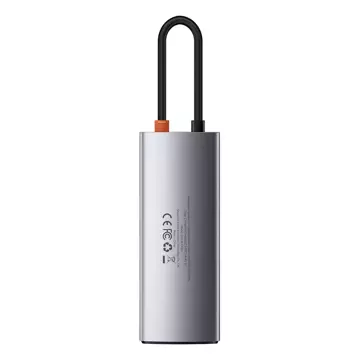 Baseus Metal Gleam Series multifunkcjonalny HUB USB 5w1 USB Typ C PD 100W HDMI szary (WKWG020013) 