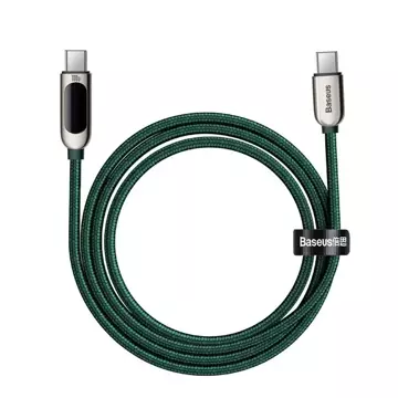 Baseus kabel USB Typ C - USB Typ C 100W (20V / 5A) Power Delivery z wyświetlaczem ekranem miernik mocy 2m zielony (CATSK-C06)