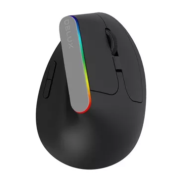 Bezprzewodowa mysz pionowa Delux M618C 2.4G 1600DPI RGB (Czarna)