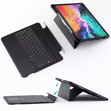 Choetech Keyboard Case etui pokrowiec do iPad Pro 12.9 2020 / 2021 / 2022 / iPad Air 13 2024 bezprzewodowa klawiatura Bluetooth czarny (BH-015)