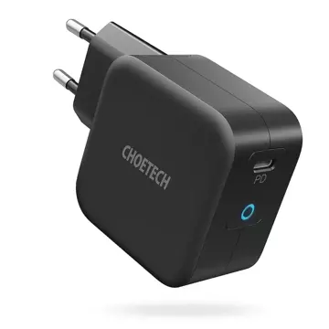 Choetech ładowarka sieciowa GaN USB Typ C 60W Power Delivery + kabel USB Typ C - USB Typ C 1,8m czarny (Q6006)