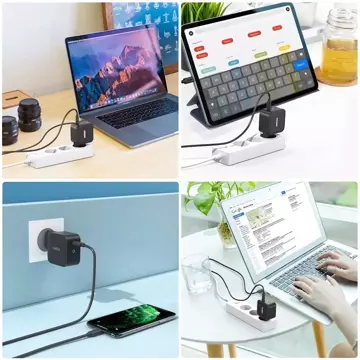 Choetech ładowarka sieciowa GaN USB Typ C 60W Power Delivery + kabel USB Typ C - USB Typ C 1,8m czarny (Q6006)