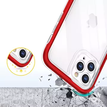 Clear 3in1 etui do iPhone 11 Pro Max żelowy pokrowiec z ramką czerwony