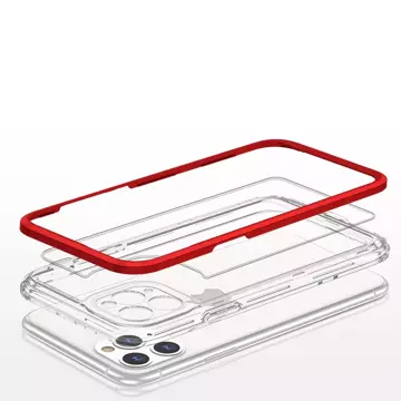 Clear 3in1 etui do iPhone 11 Pro żelowy pokrowiec z ramką czerwony