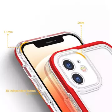 Clear 3in1 etui do iPhone 12 żelowy pokrowiec z ramką czerwony