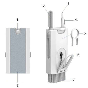 Czyścik wielofunkcyjny Zestaw do czyszczenia ekranu klawiatury Alogy Cleaner Set 8w1 do telefonów komputerów Biały