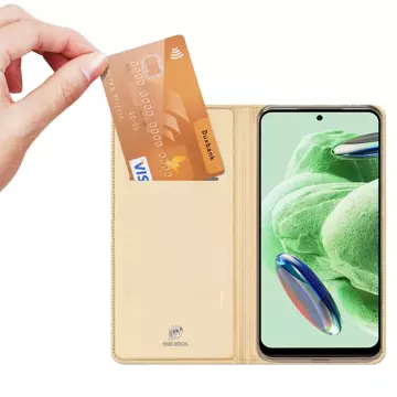 Dux Ducis Skin Pro etui do Xiaomi Redmi Note 12 Pro / Poco X5 Pro 5G pokrowiec z klapką portfel na kartę podstawka złote